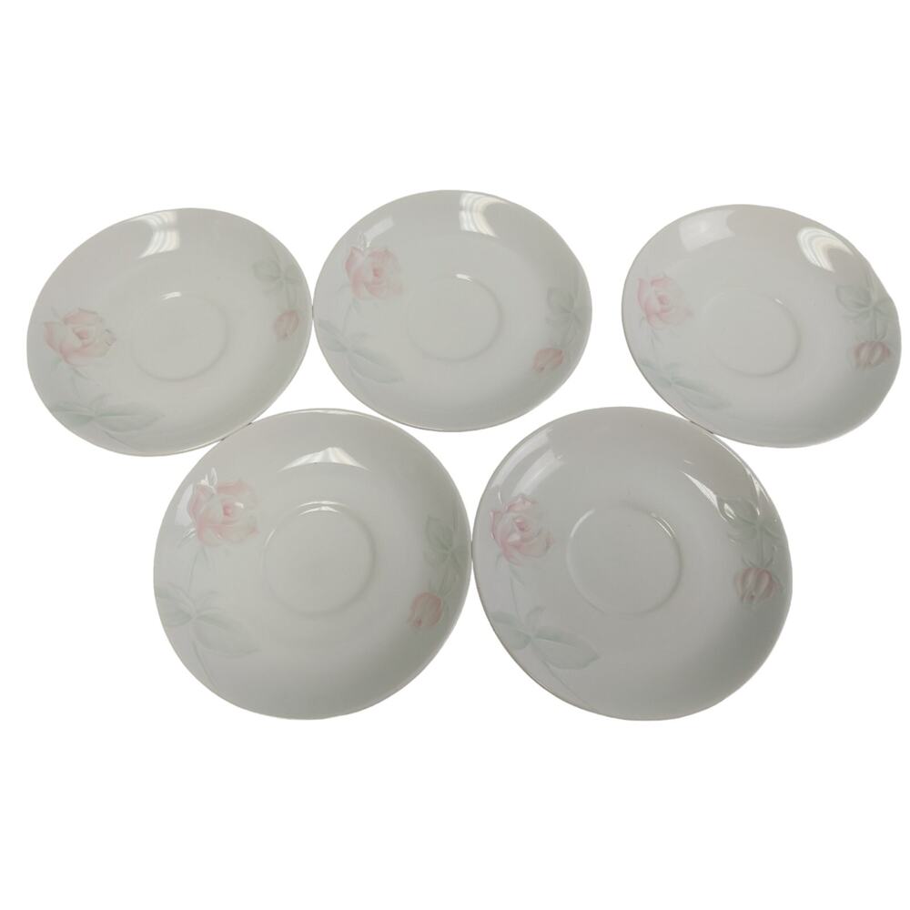 Lot of 5 Home Beautiful Rose Blush Japan Floral LCB01 Fine China Saucer Plates
